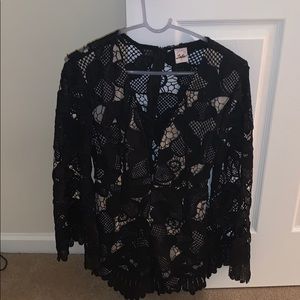 Lace black and nude romper